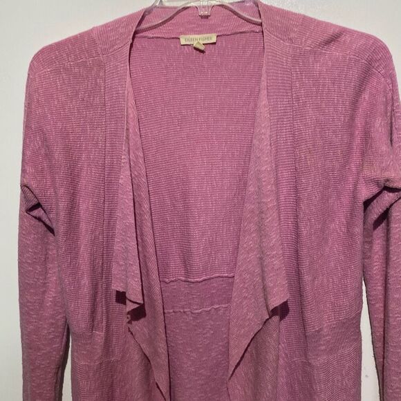 Eileen Fisher Women's Pink Linen Cotton Open Front Cardigan Sweater Small - Picture 4 of 8